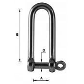 “Standard" long forged stainless steel shackle