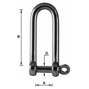 “Standard" long forged stainless steel shackle