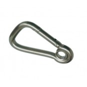 Asymmetrical stainless steel carabiner with eye