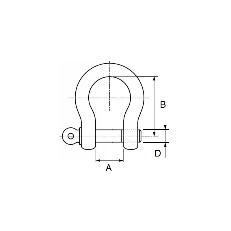 Manille lyre en acier inoxydable Aisi 316 diamètre 16 mm [M1216140]