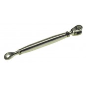 Stainless steel closed body turnbuckle with fixed fork/eye