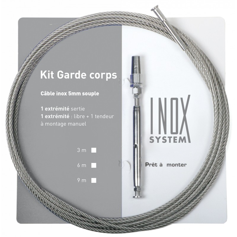Garde corps inox 5 cables anglaise en kit