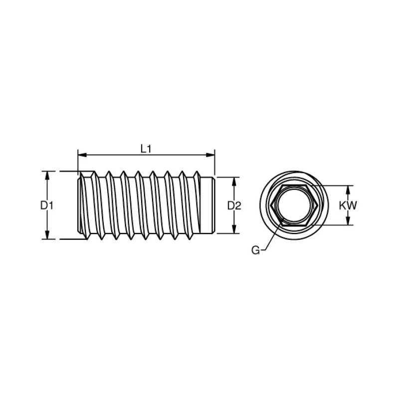 Insert bois M8 en inox - ERMINOX